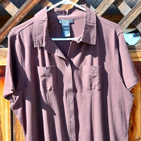 ⭐️Style and Co Brown Button Down Tee - Picture 3 of 7